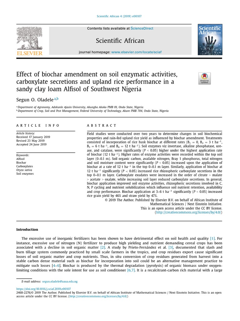 Effect of Biochar Amendment On Soil Enzy | PDF | Soil | Soil Science