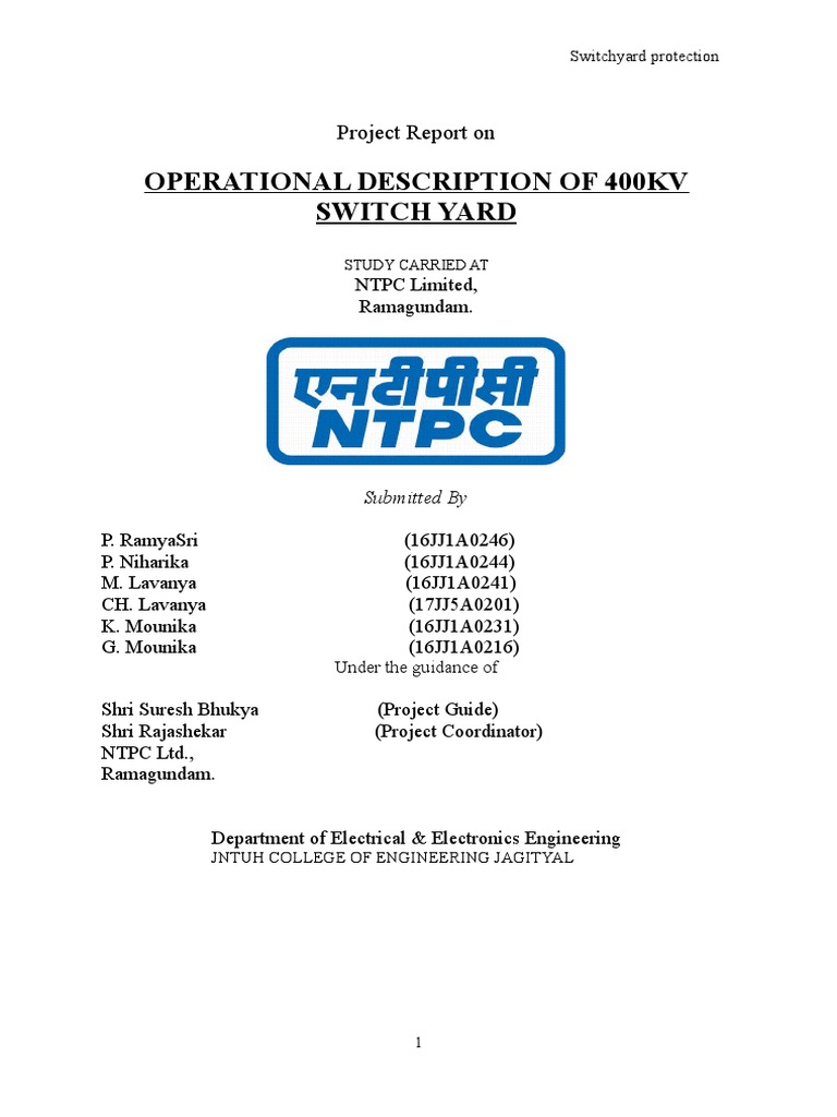 Operational Overview of 400KV Switchyard | PDF | Electrical Substation ...