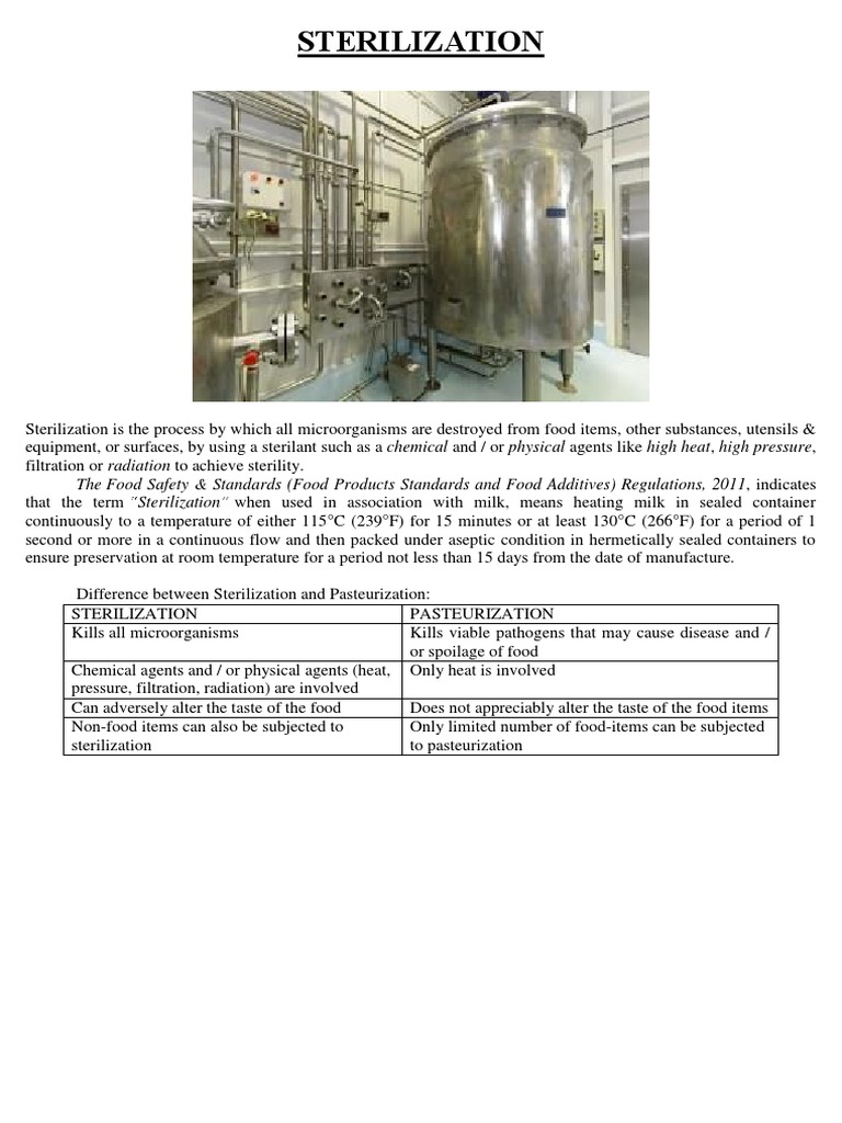 Understanding Sterilization in Food Safety | PDF | Cooking, Food & Wine ...