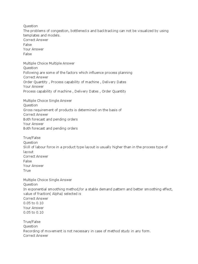 Production and Operations Management | PDF | Multiple Choice ...