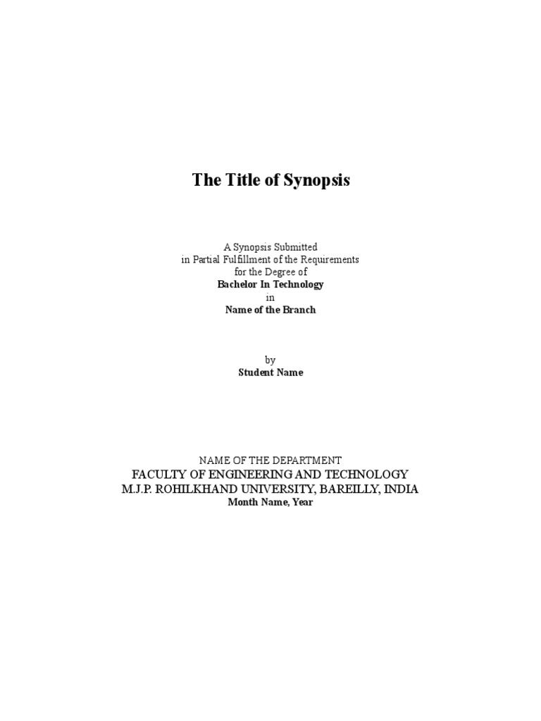 Synopsis Format | PDF