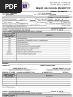 Senior High School Student Permanent Record: Republic of The Philippines Department of Education