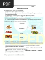 avaliação de ciências sobre Alimentação.doc