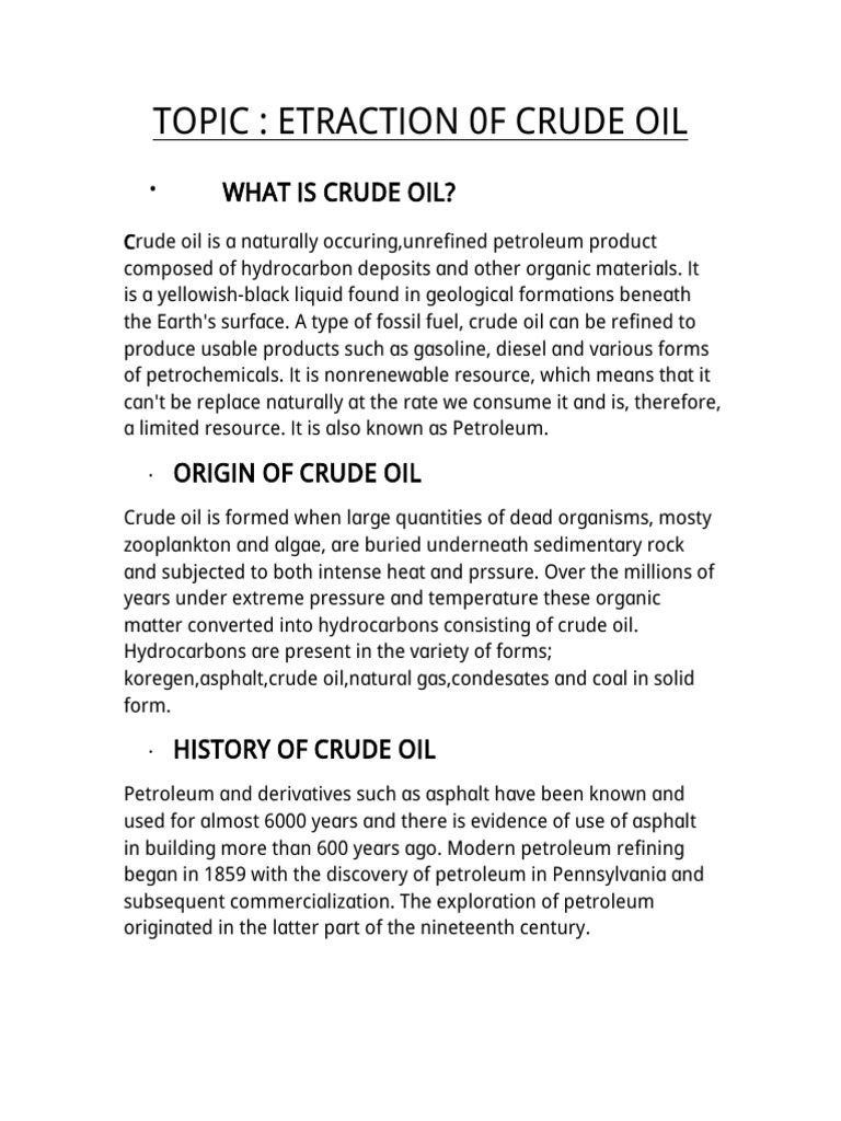 Extraction of Crude Oil | PDF