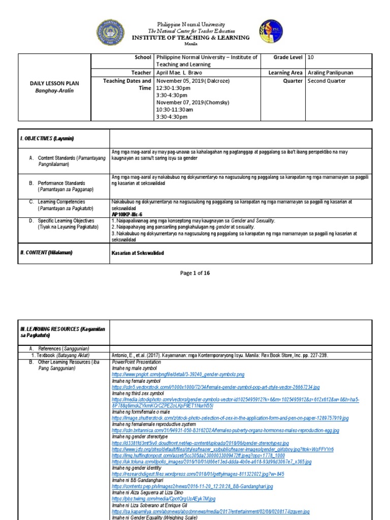 Revised Dlp Sekswalidad At Kasarian