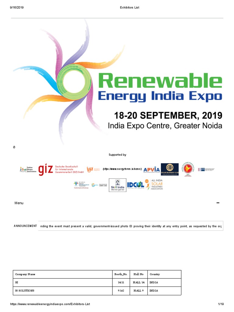 Exhibitors List PDF Photovoltaics Solar Power
