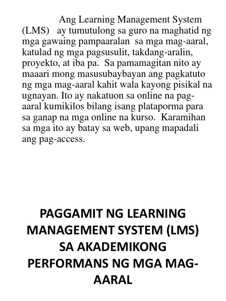 Paggamit NG Learning Management System (LMS) | PDF