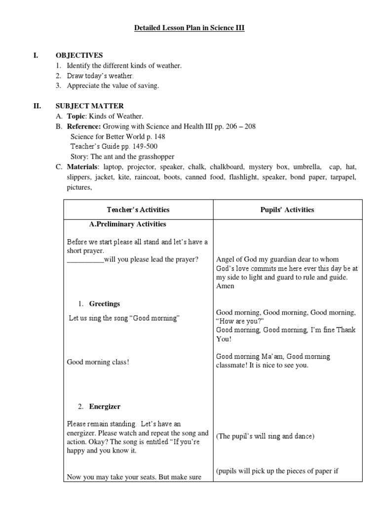 Detailed Lesson Plan in Science III | PDF | Cloud | Rain