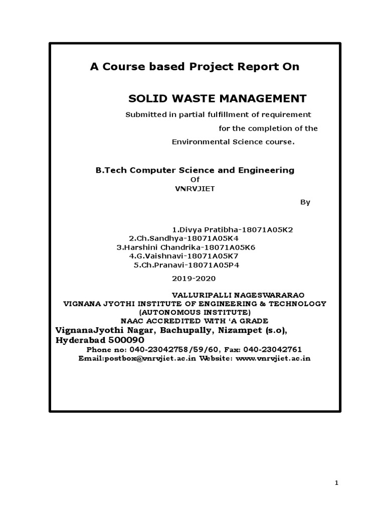 Solid waste management project report