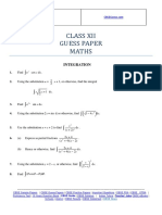 Class Xii Guess Paper Maths: Integration