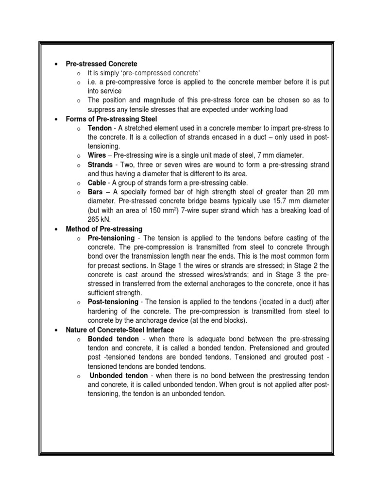 Advantages and Disadvantages of Pre-stressed Concrete | PDF ...