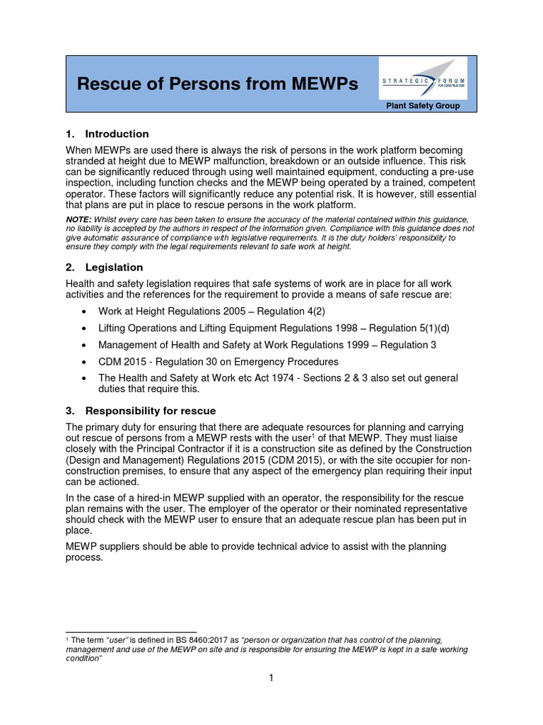 MEWP Rescue Plan Guidelines and Procedures | PDF | Crane (Machine ...