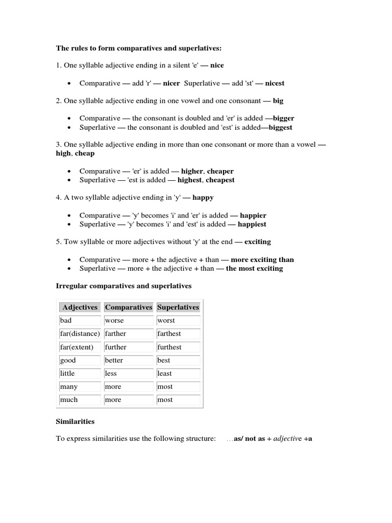 Comparatives and Superlatives | PDF | Philology | Language Arts ...