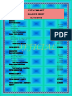 Xyz Company: Balance Sheet 12/31/2019