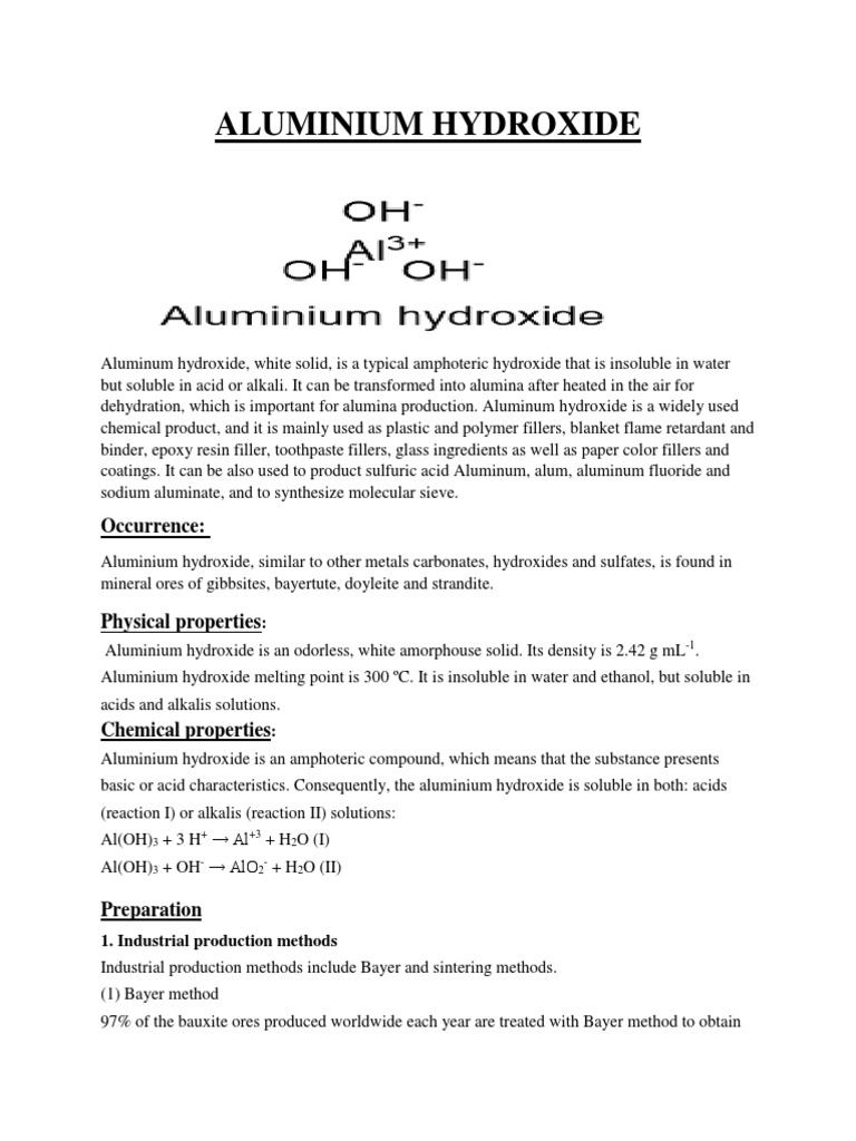 Aluminium Hydroxide Occurrence PDF Hydroxide Aluminium Oxide