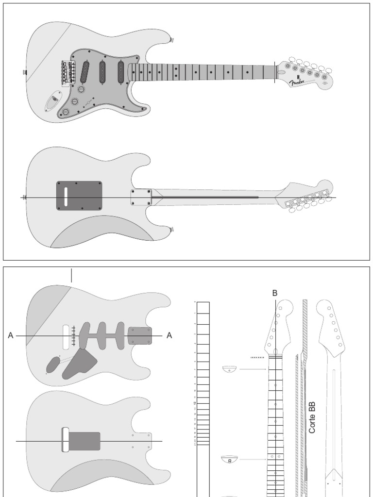 Stratocaster Template and Dimensions PDF | PDF | Guitars ...