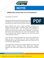 Notis: Pembukaan Jualan Tiket Ets & KTM Intercity