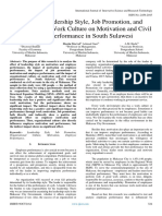 Effect of Leadership Style, Job Promotion, and Organizational Work Culture on Motivation and Civil Servant Performance in South Sulawesi
