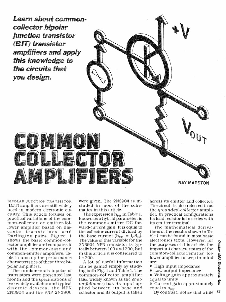 Common Collector Amplifiers PDF Bipolar Junction Transistor Amplifier
