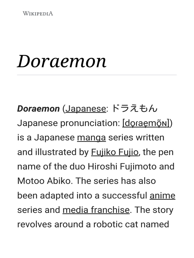 Doraemon Wikipedia Manga Entertainment