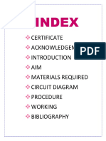 Index: Certificate Acknowledgement AIM Materials Required Circuit Diagram Procedure Working Bibliography