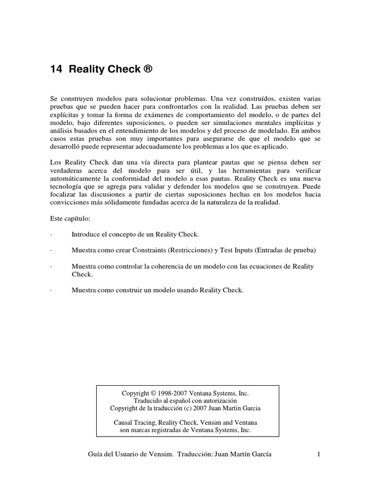 Reality Check | PDF | Ecuaciones | Simulación