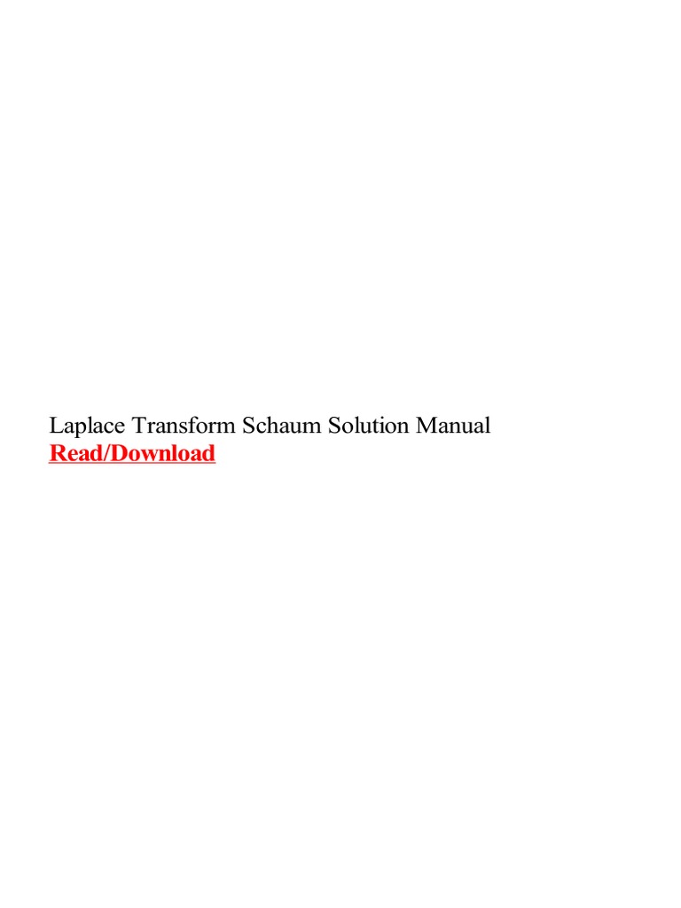 Laplace Transform Schaum Solution Manual PDF Laplace Transform