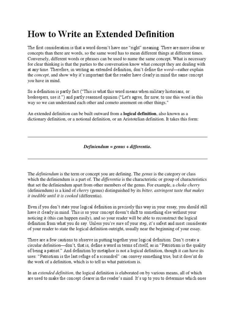 Extended Definition PDF Definition Concept