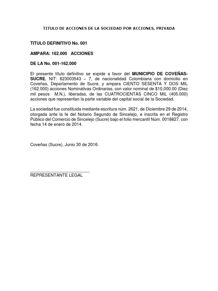 Titulos Acciones | PDF | Gobierno