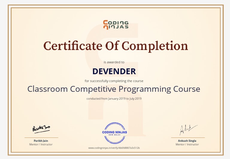 Classroom Competitive Programming Course: Devender | PDF