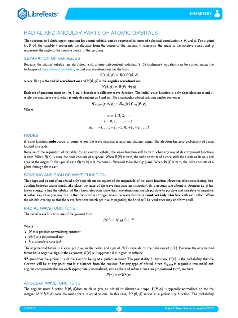 Radial and Angular Wave Functions Explained | PDF | Atomic Orbital ...