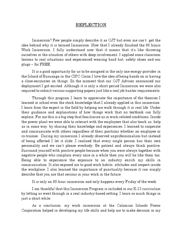 Work Immersion Journal | PDF | Valve | Nature