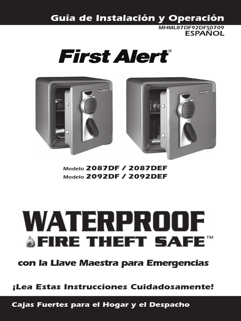 First Alert 2092DF Digital Safe Manual Spanish PDF Tornillo Teclado