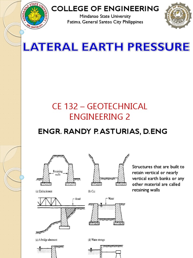 Lateral Earth Pressure in Geotechnical Engineering | PDF | Physics ...