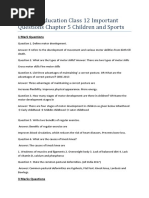 Physical Education Class 12 Important Questions Chapter 5 Children and Sports