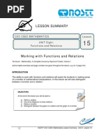 Lesson Summary: CXC Csec Mathematics Lesson UNIT Eight: Functions and Relations