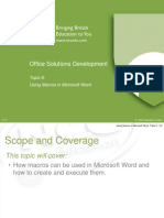 Office Solutions Development: Topic 6: Using Macros in Microsoft Word