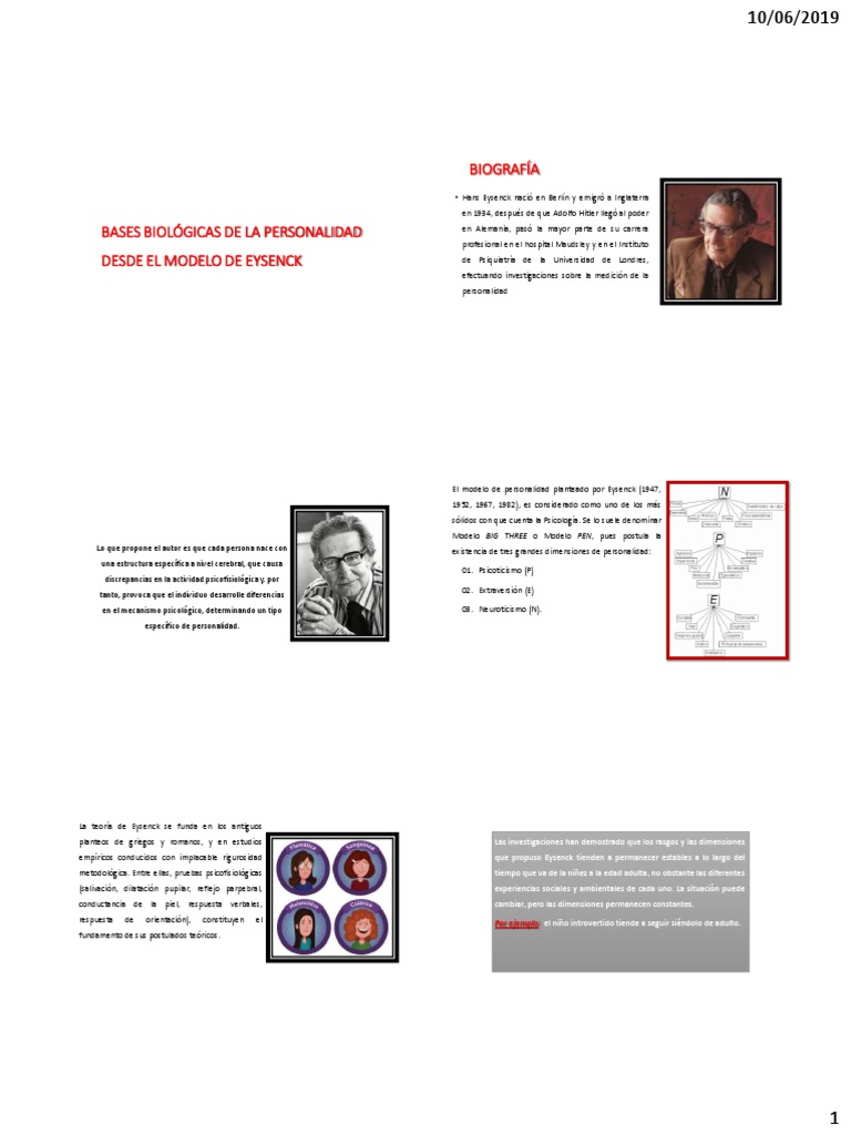 Bases Biológicas de La Personalidad PDF Psicología clínica Las