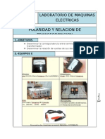 Determinación de polaridad y relación de transformación en laboratorio de máquinas eléctricas