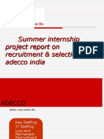 Summer Internship Project Report On Recruitment & Selection in Adecco India