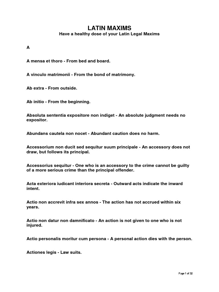 Latin Maxims PDF Burden Of Proof (Law) Precedent