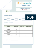 Examen Trimestra Sexto Grado BLOQUE1 2019 2020