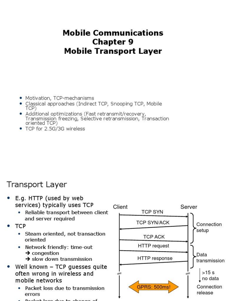 Mobile Communications Mobile Transport Layer | PDF | Transmission ...