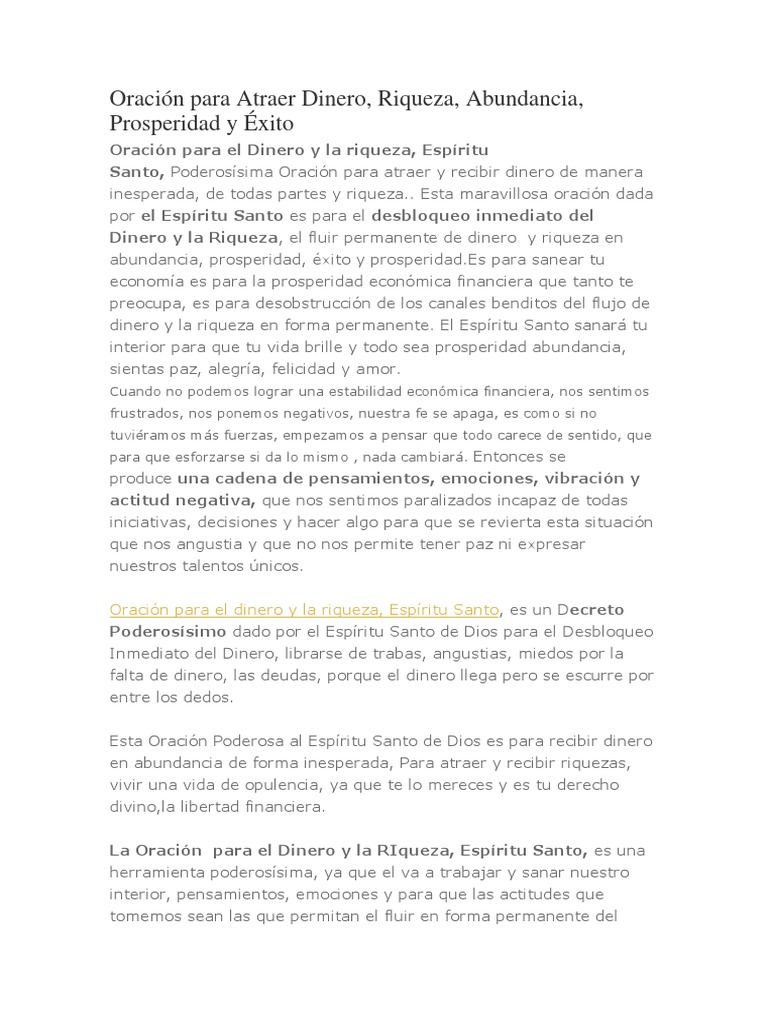 Oración Poderosa para Atraer Dinero | PDF | Oración | Felicidad