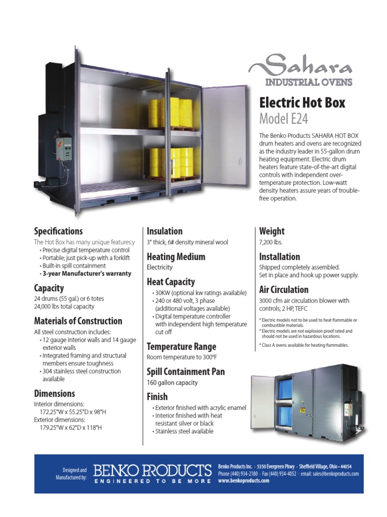 Electric Hot Box: Model E24 | PDF | Electricity | Building Engineering