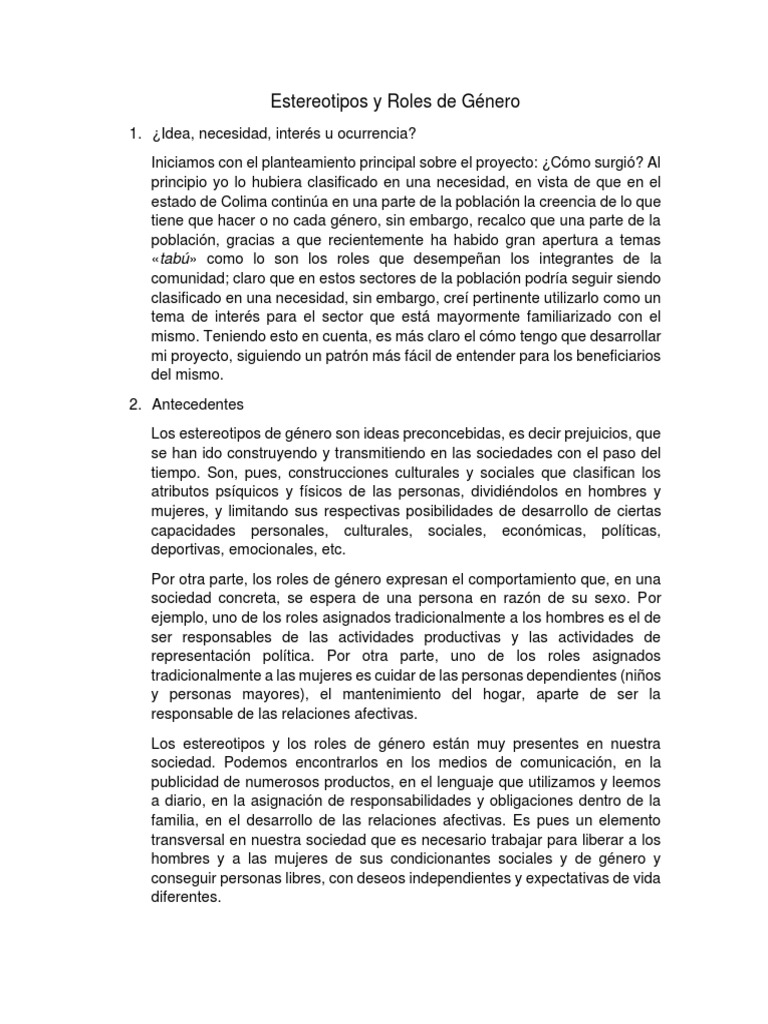Estereotipos y Roles de Género | PDF | Mujer | Estereotipos
