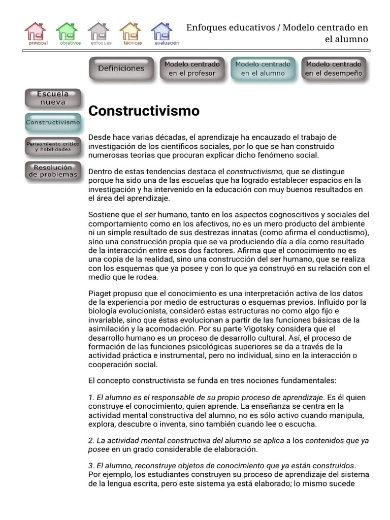 Actividad Constructiva en el Aprendizaje | PDF | Constructivismo ...