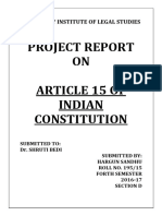 Project Report ON Article 15 of Indian Constitution: University Institute of Legal Studies