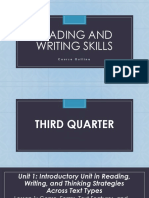 Reading and Writing Skills: Course Outline