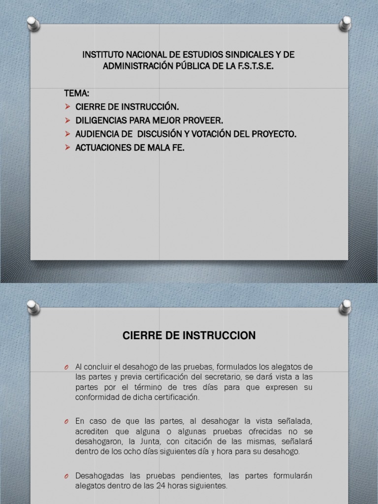 Cierre de Instruccion Instituciones sociales Ciencias